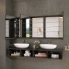 60" x 30" Black Medicine Cabinets with Mirror Recessed or Surface Wall-Mounted Aluminum Alloy Vanity Mirror with Storage