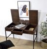 Writing Desk; Verster Built-in USB Port; Oak & Black Finish AL