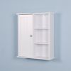 Wall Mount Medicine Cabinet with a Door, Wooden Bathroom Storage Cabinet with Adjustable Shelf