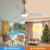 52 Inch Indoor Ceiling Fan With Dimmable Led Light 3 Solid Wood Blades Remote Control Reversible DC Motor For Living Room