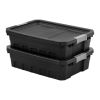 10 Gallon Stacker Tote Plastic, Black, Set of 6