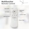 52" Ceiling Fan Without Light with Remote Control ,3 ABS Blades Farmhouse Ceiling Fan 6-speed Reversible DC Motor White for Living Room, Bedroom, Kitc