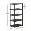5 Tier 24"x 36"x 70.2" Plastic Ventilated Shelf Unit; 1000 lbs. Capacity;  Black