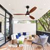 52 Inch Integrated LED Indoor Low Profile Ceiling Fan with Light and Remote Control for Patio Living Room