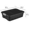 10 Gallon Stacker Tote Plastic, Black, Set of 6
