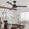52" Outdoor Ceiling Fan Without Light with Remote Control ,3 ABS Blades Farmhouse Ceiling Fan 6-speed Reversible DC Motor Black for Living Room, Bedro