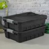 10 Gallon Stacker Tote Plastic, Black, Set of 6