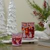 Northlight 5" Red and Shiny Silver Deer in Winter Woods Flameless Candle Holder