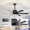 52 Inch Indoor Modern LED Ceiling Fan with Light and Remote Control, Reversible 6 Blades , Reversible Motor - (Matte Black)