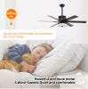 52 Inch Indoor Modern LED Ceiling Fan with Light and Remote Control, Reversible 6 Blades , Reversible Motor - (Matte Black)