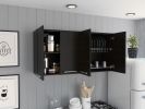 Stockton Rectangle Four Swing Doors Wall Cabinet Black Wengue