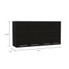 Stockton Rectangle Four Swing Doors Wall Cabinet Black Wengue