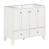 36'' Bathroom Vanity with Resin Sink Combo,Solid Wood Frame Bathroom Storage Cabinet, Freestanding Vanity Set with 4 Soft Closing Doors& 2 Drawers