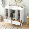 36'' Bathroom Vanity with Resin Sink Combo,Solid Wood Frame Bathroom Storage Cabinet, Freestanding Vanity Set with 4 Soft Closing Doors& 2 Drawers