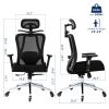 Office Chair, Ergonomic Home Office Desk Chairs, Swivel Chair with 2DLumbar Support and 3D Headrest,Mesh Comfortable Work Chair Adjustable 3D Armrests
