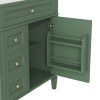 30'' Bathroom Vanity with Top Sink, Modern Bathroom Storage Cabinet with 2 Drawers and a Tip-out Drawer, Freestanding Vanity Set with Mirror Cabinet,