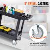 VEVOR Utility Service Cart, 2 Shelf 550LBS Heavy Duty Plastic Rolling Utility Cart with 360¬∞ Swivel Wheels, Medium Lipped Shelf, Ergonomic Storage Ha