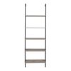 5-Shelf Wood Ladder Bookcase with Metal Frame, Industrial 5-Tier Modern Ladder Shelf Wood Shelves,Gray YJ
