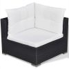 5 Piece Patio Lounge Set with Cushions Poly Rattan Black