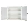 Retro Style Haze Double Glass Door Wall Cabinet With Detachable Shelves for Office, Dining Room,Living Room, Kitchen and Bathroom White Color(=OLD ITE
