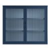 Retro Style Haze Double Glass Door Wall Cabinet With Detachable Shelves for Office, Dining Room,Living Room, Kitchen and Bathroom BLUE Color