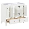 36'' Bathroom Vanity with Resin Sink Combo,Solid Wood Frame Bathroom Storage Cabinet, Freestanding Vanity Set with 4 Soft Closing Doors& 2 Drawers