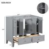 36'' Bathroom Vanity without Countertop,Solid Wood Frame Bathroom Storage Cabinet Only, Freestanding Vanity with 4 Soft Closing Doors& 2 Drawers