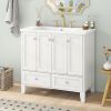 36'' Bathroom Vanity with Resin Sink Combo,Solid Wood Frame Bathroom Storage Cabinet, Freestanding Vanity Set with 4 Soft Closing Doors& 2 Drawers