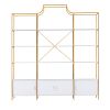 78 Inch 4 Tiers Home Office Bookcase Bookshelf, Storage Cabinet Display Shelf, X Bar Gold Frame