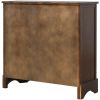 TREXM Rustic Storage Cabinet with Two Drawers and Four Classic Rattan Basket for Dining Room/Living Room (Espresso)