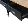 60in Work Bench, Workbench with Drawer Storage, Heavy Duty Bamboo Wood Work Table with Wheels for Garage Home Office