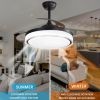 42 inch Retractable Ceiling Fans with Lights Remote Control,Fandelier Flush Mount Modern Ceiling Fan with Bladeless Ceiling Fan,LED Dimmable Light,Sil