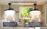 42 inch Retractable Ceiling Fans with Lights Remote Control,Fandelier Flush Mount Modern Ceiling Fan with Bladeless Ceiling Fan,LED Dimmable Light,Sil