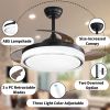 42 inch Retractable Ceiling Fans with Lights Remote Control,Fandelier Flush Mount Modern Ceiling Fan with Bladeless Ceiling Fan,LED Dimmable Light,Sil