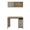Khali Office Set, Two Shelves, Two Drawers, Wall Cabinet, Single Door Cabinet, -Light Oak / Taupe