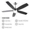 52 Inch Black Ceiling Fan with Lights Remote Control Modern Ceiling Fan