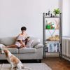 Industrial Trapezoidal Shelves; 4 Tiers Freestanding Bookshelf Storage Rack; Wooden Look; Suitable for Living Room; Bedroom; Kitchen; Bathroom; Office