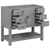 36'' Bathroom Vanity without Top Sink, Grey Cabinet only, Modern Bathroom Storage Cabinet with 2 Soft Closing Doors and 6 Drawers (NOT INCLUDE BATHROO