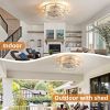 20Inches American Style Ceiling Fan with Lights , Monochromatic Lamp, Remote Control, 6 Gear Wind Speed Fan Light (Note:No warranty on bulbs)