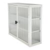 Retro Style Haze Double Glass Door Wall Cabinet With Detachable Shelves for Office, Dining Room,Living Room, Kitchen and Bathroom White Color(=OLD ITE