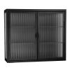 Retro Style Haze Double Glass Door Wall Cabinet With Detachable Shelves for Office, Dining Room,Living Room, Kitchen and Bathroom Black(=OLD ITEM CODE