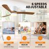 42 inch Wood Ceiling Fans with Lights and Remote, Modern Flush Mount Low Profile Ceiling Fan with Light, 6 Speed, Reversible DC Motor, for Bedroom/Out