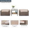 Wholesale Rattan Wicker Brown Footstools And Ottomans Small Patio Furniture Set With Coffee Table