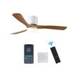 42 inch Wood Ceiling Fans with Lights and Remote, Modern Flush Mount Low Profile Ceiling Fan with Light, 6 Speed, Reversible DC Motor, for Bedroom/Out
