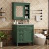 30'' Bathroom Vanity with Top Sink, Modern Bathroom Storage Cabinet with 2 Drawers and a Tip-out Drawer, Freestanding Vanity Set with Mirror Cabinet,