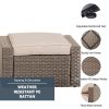 Wholesale Rattan Wicker Brown Footstools And Ottomans Small Patio Furniture Set With Coffee Table