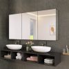 60" x 30" Black Medicine Cabinets with Mirror Recessed or Surface Wall-Mounted Aluminum Alloy Vanity Mirror with Storage