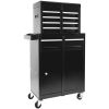 Rolling Garage Workshop Organizer Detachable 5 Drawer Tool Chest with Large Storage Cabinet and Adjustable Shelf, Black