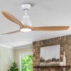 52 In.Intergrated LED Ceiling Fan with Antique Brown Wood Graiin Blade