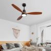 52 Inch Integrated LED Indoor Low Profile Ceiling Fan with Light and Remote Control for Patio Living Room